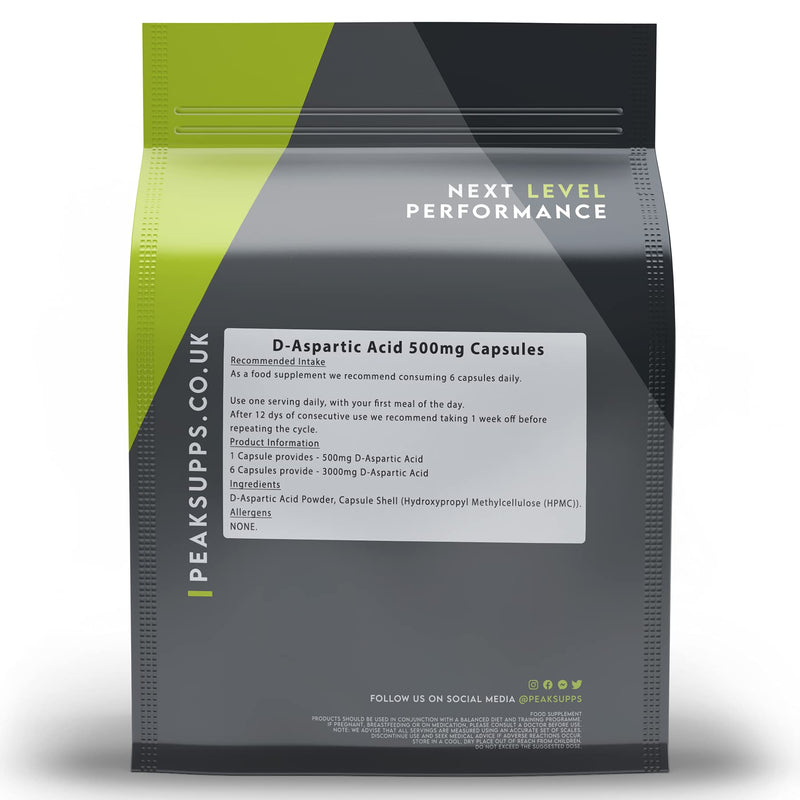 D Aspartic Acid Capsules 500mg - Pure DAA | Vegan (360) 360 count (Pack of 1)