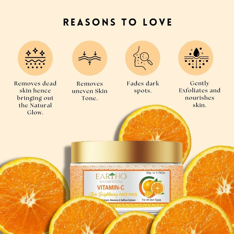 Ayurvedic Vitamin C Skin Brightening Face Pack with Apple Extract, Aloevera & Saffron Extract 50g