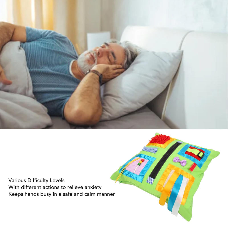 [Australia] - Pyhodi Dementia Pillow, 2 Sided Fidget Sensory Blanket, Fidget Pillow, Sensory Pillow for Alzheimer's, Asperger's, Autism Dementia Patients, Removable Gadgets, Shoelaces, 