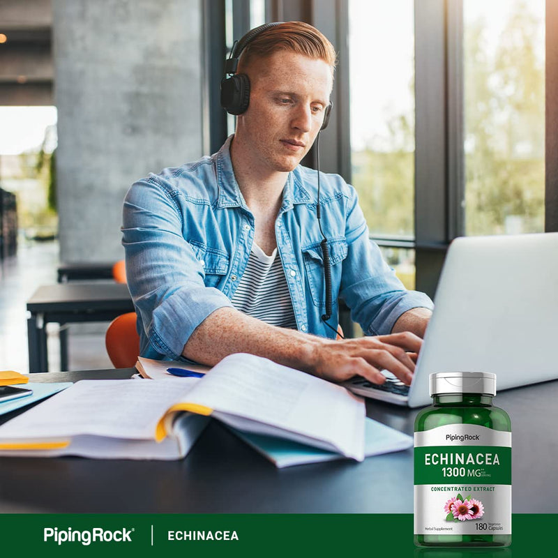 [Australia] - Piping Rock Echinacea Extract Capsules 1300mg | 180 Count | Herbal Supplement | Vegetarian, Gluten Free, Non-GMO 