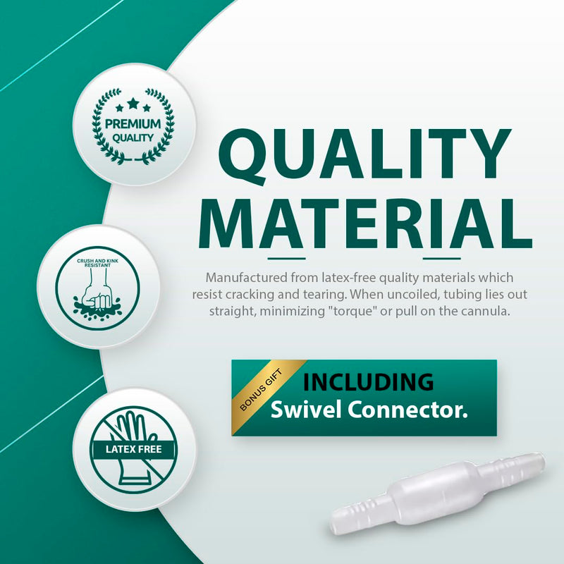 [Australia] - Bistras Oxygen Tubing 50FT Green Crush Resistant Non Kinking for Cannula Nasal Tubing and Oxygen Concentrator with Standard End Connectors, Swivel Connectors Included,1-Pack 1 pk 