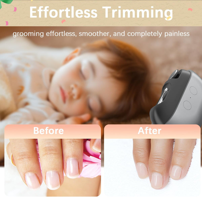 [Australia] - Electric Nail Clipper with Polishing, RIMOL 3-in-1 Automatic Nail Trimmer with LED Light & Nail Scraps Storage, Painless Grooming for Adults, Seniors, Women, Men and Kids (Matte Gray & Black) 