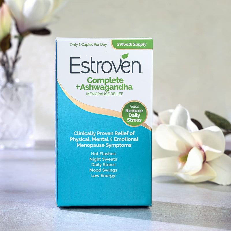 [Australia] - Estroven Complete + Ashwagandha Multi-Symptom Menopause Supplement for Women - 60 Ct. - Clinically Proven Ingredients Provide Menopause Relief & Night Sweats + Hot Flash Relief* - Drug-Free & Non-GMO 2 Month Supply 