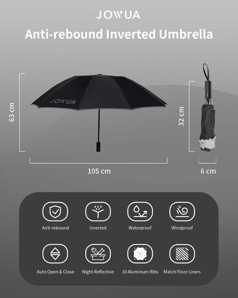 Jowua Anti-rebound Inverted Umbrella Water-repellent Quick Drying Fabric Blue *Water-repellent