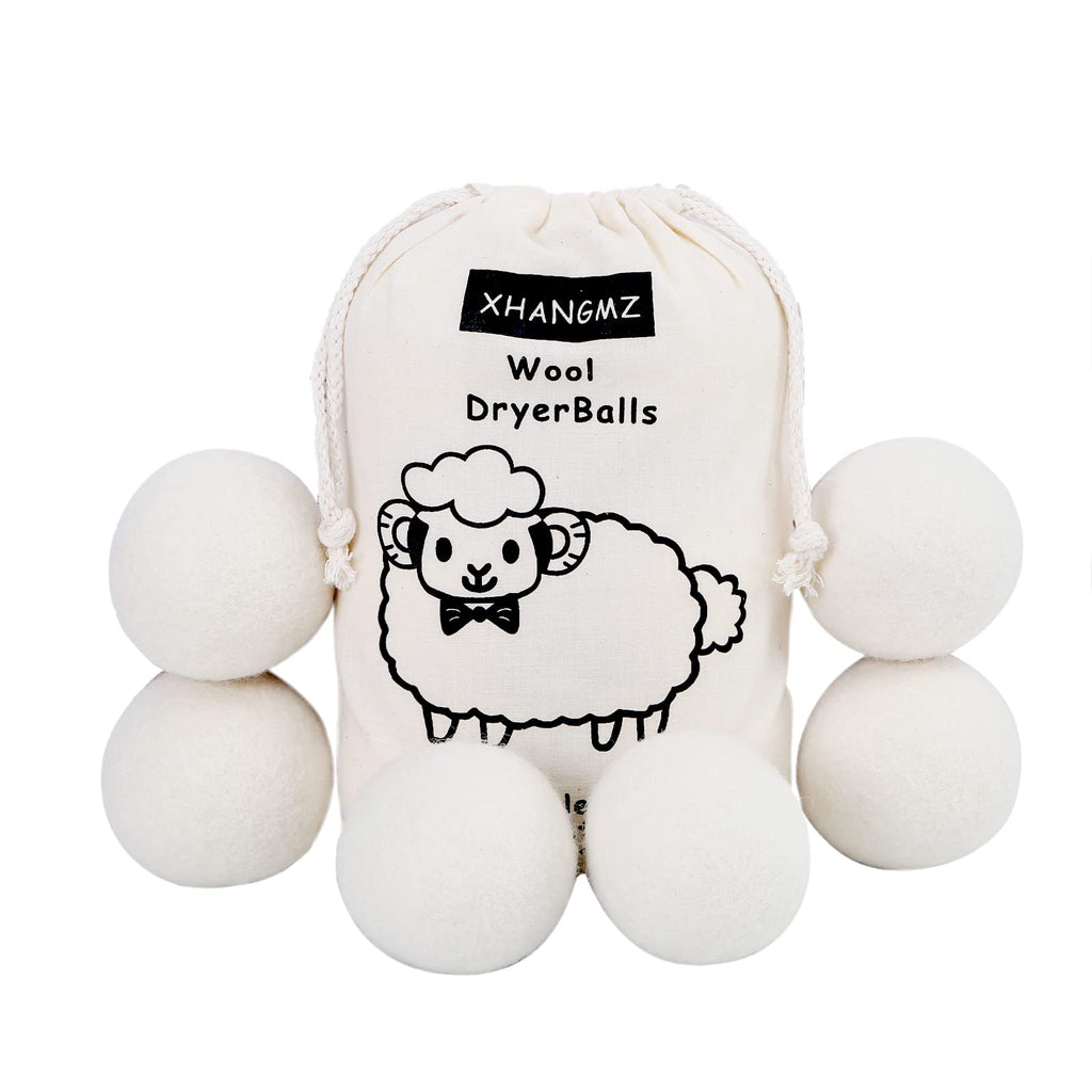 Wool Dryer Balls XHANGMZ 6 Pack XL Laundry Balls,New Zealand Wool Natural Organic Fabric,Baby Safe Without Chemical Additives,Clothing Anti Winding,Anti Static,Reusable,Saves Drying Time. 2.75"