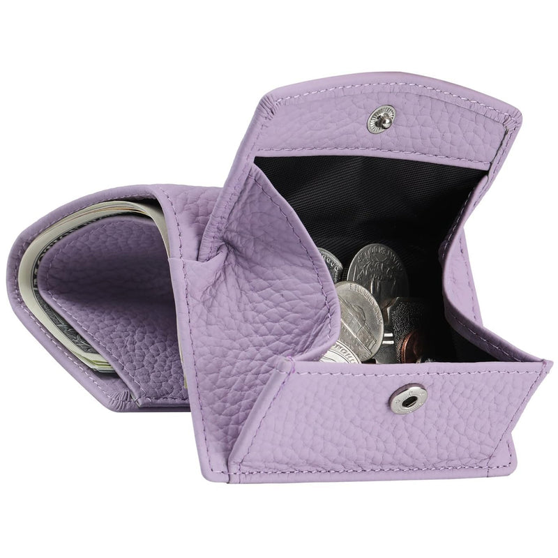 Karmiir RFID Blocking Small Leathear Coin Wallet & RFID Blocking Leather Passport Wallet, Light Purple(Same Color&Material)