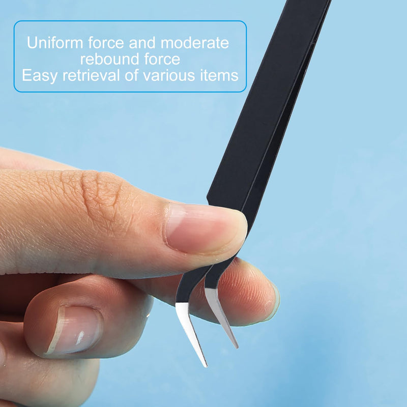 [Australia] - YPYMOD Tweezers Set of 2, Straight and Curved Tweezers, Nail Tweezers, Stainless Steel Eyebrow Tweezers for Facial Hair, Eyelashes, Eyebrows and Ingrown Hairs, with Leather Case (11.5cm*1cm) 