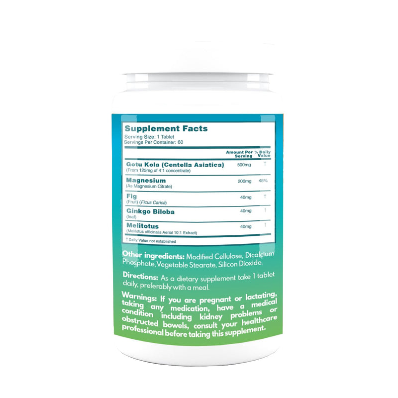 [Australia] - VAL Gotu Kola + Magnesium Citrate & Centella Asiatica | Focus, Calm & Circulation Support* | 60 Vegan Tablets | Non-GMO, Gluten-Free, USA Made 60 Count (Pack of 1) 
