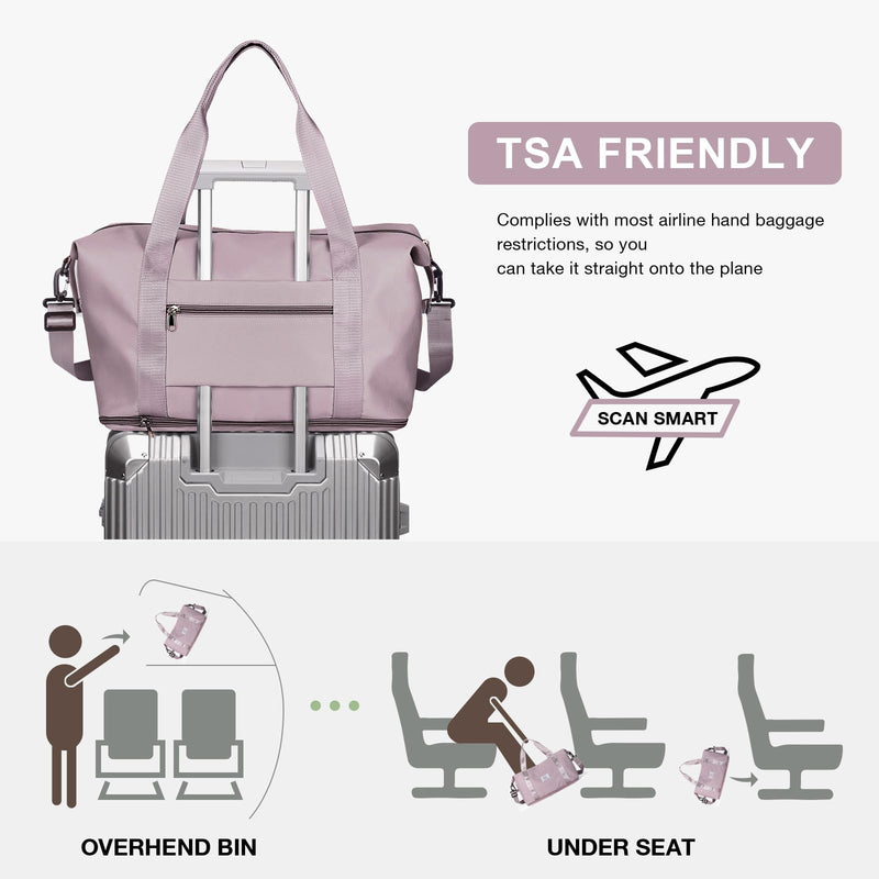 Travel Duffel Bag, Sports Tote Gym Bag, Shoulder Weekender Overnight Bag for Women B54-pinkpurple X-large