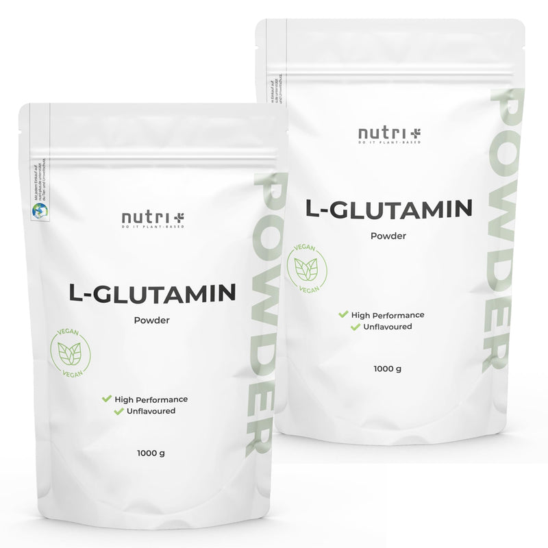 [Australia] - Nutri + L Glutamine Powder Vegan 1 kg - Neutral & high dosage without additives - 100% naturally pure - Fermented L-Glutamine Powder Made in Germany 