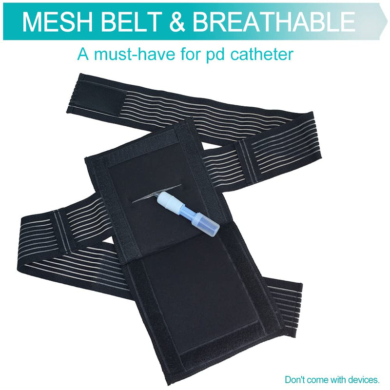 [Australia] - Breathable G Tube Holder Belt Large Square Sponge Feeding Tube Pouch for Gastrostomy J Peg Peritoneal Dialysis PD Peritoneal Dialysis Catheter Accessories Women Men Black Medium 