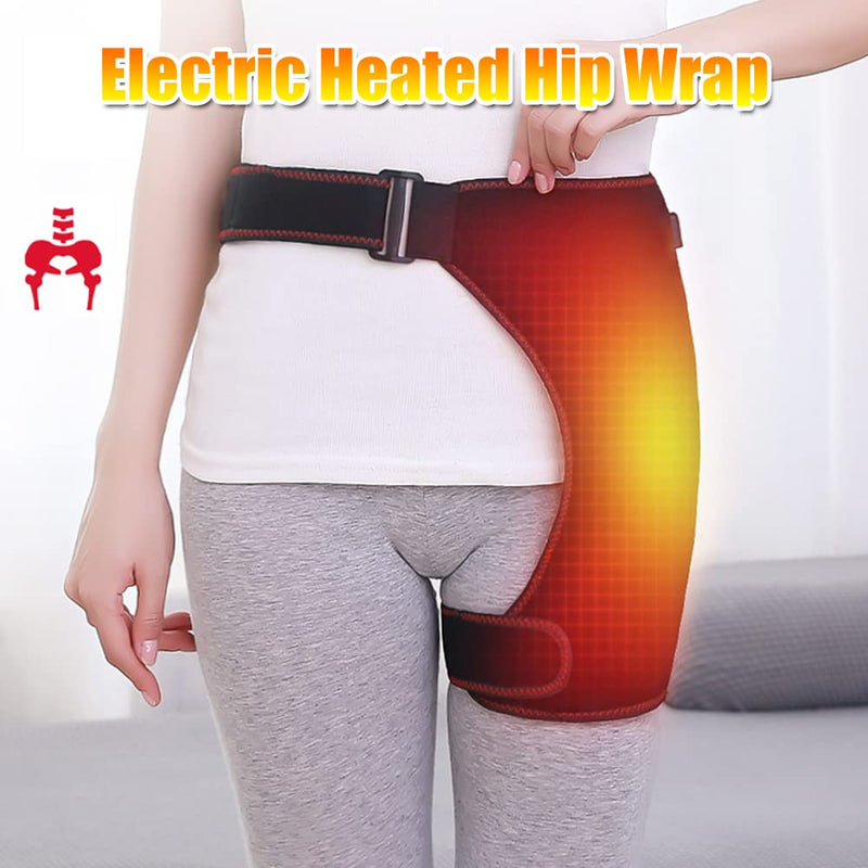 Electric Heated Hip Wrap, Heating Thigh Brace Therapy Heated Hip Support for Bursitis, Hamstring, Arthritis, Bursitis, Injuries, Nerve Pain Relief, 3 Temperature Settings & Timer
