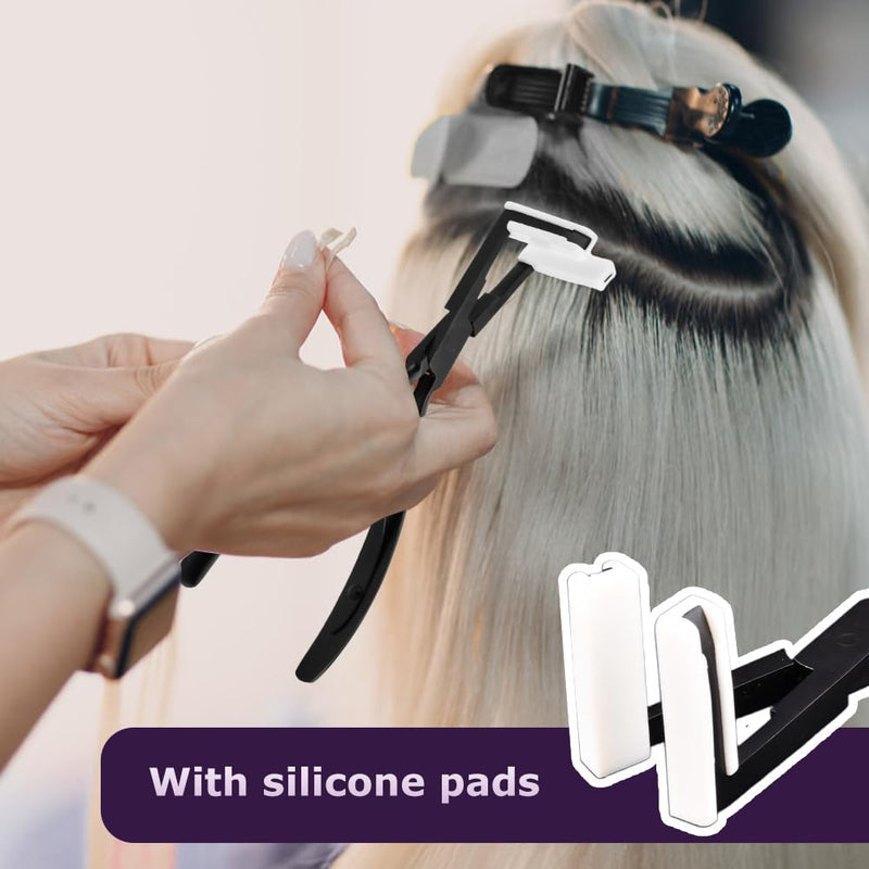 [Australia] - Tape in Hair Extensions Plier, Stainless Steel Flat Surface Extensions Tape Sealing Clamp Pliers Tool, Microlink Hair Extension Removal Tool Kit for Women Hair Extension Tools(Black) Black 