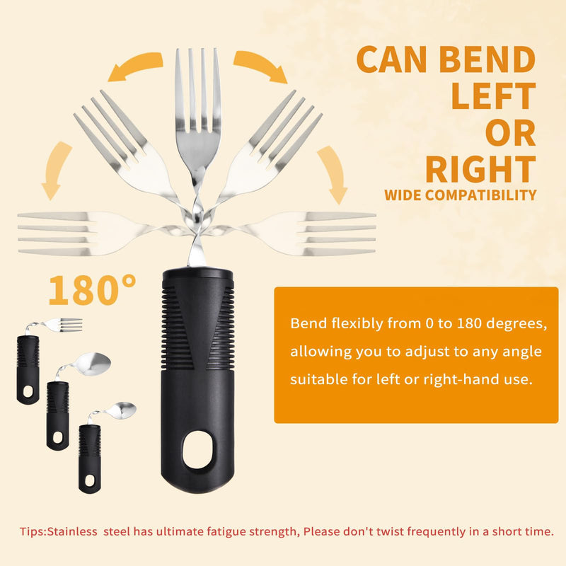 Disability Aids - Bendable Cutlery for Disabled Hands, Set of 4 | Easy Grip Disabled Cutlery for Adults, Weighted Knife Fork Spoon Set | Adaptive Cutlery for Arthritis, Parkinson's, Elderly