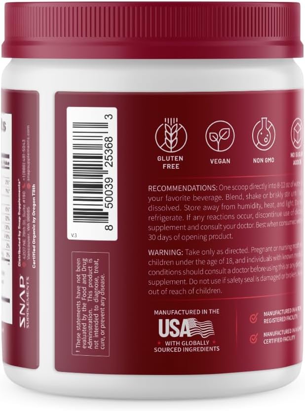 [Australia] - Snap Supplements Heart Beets, Organic Beet Root Powder, Cardiovascular Support Supplement for Men & Women, Beets, Pomegranate, B Vitamins & Red Spinach, Heart Health Support, 30 Servings, Mixed Berry 