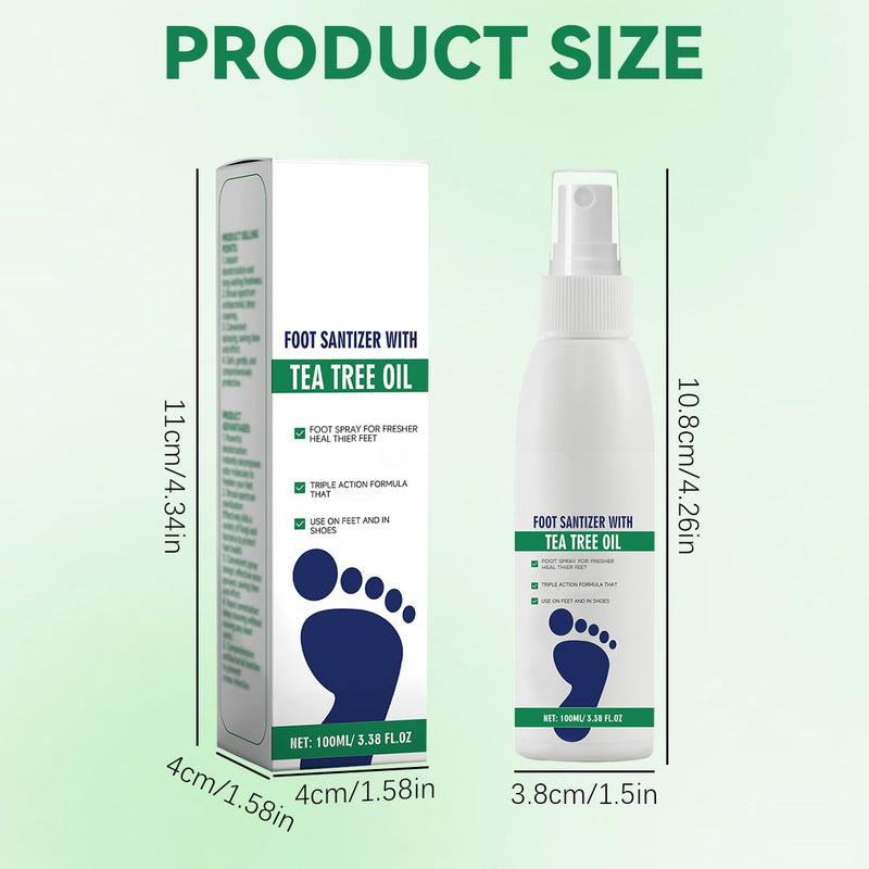 2pcs Foot Spray with Tea Tree Oil, Tea Tree Oil Foot Spray, Foot & Shoe Freshness, Clear Foot Sanitizer Spray, Quick-Drying and Travel-Friendly, 100ml/3.38fl.oz