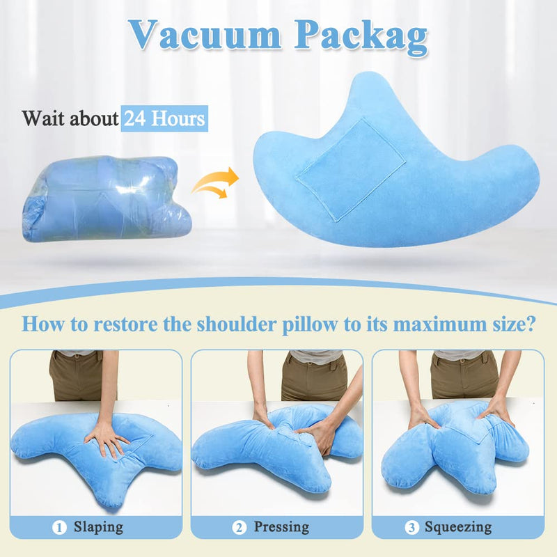 [Australia] - Shoulder Surgery Pillow for Sleeping Rotator Cuff Neck and Shoulder Pain Relief Side Sleeper Pillow Bed Wedge for Arm Surgery Pillow Armpit Shoulder Abduction Wedge Surgery Recovery Supplies Blue 