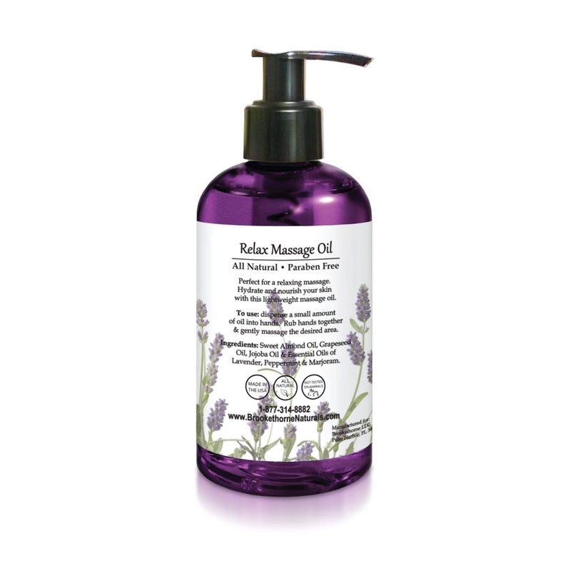[Australia] - Relax Therapeutic Body Massage Oil - with Best Essential Oils for Sore Muscles & Stiffness – Lavender, Peppermint & Marjoram - All Natural - with Sweet Almond, Grapeseed & Jojoba Oil 8oz 8.5 Fl Oz (Pack of 1) 