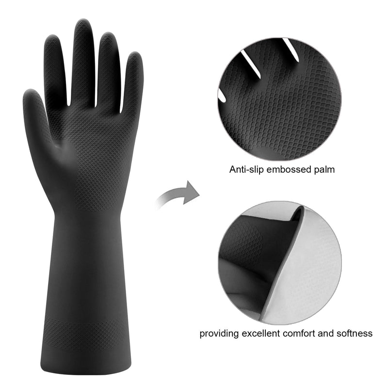 [Australia] - Bamllum 4 Pairs Rubber Kitchen Dishwashing Gloves - Reusable Household Cleaning Gloves for Washing Dishes and Cleaning Tasks, Flexible Long-lasting and Non-Slip (Medium, Black) Medium 