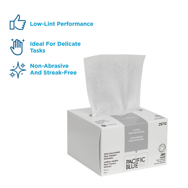[Australia] - AccuWipe Delicate Task Wipe Recycled Light Duty White NonSterile 1 Ply Tissue 4-1/2 X 8-1/4 Inch Disposable (Box of 280) 