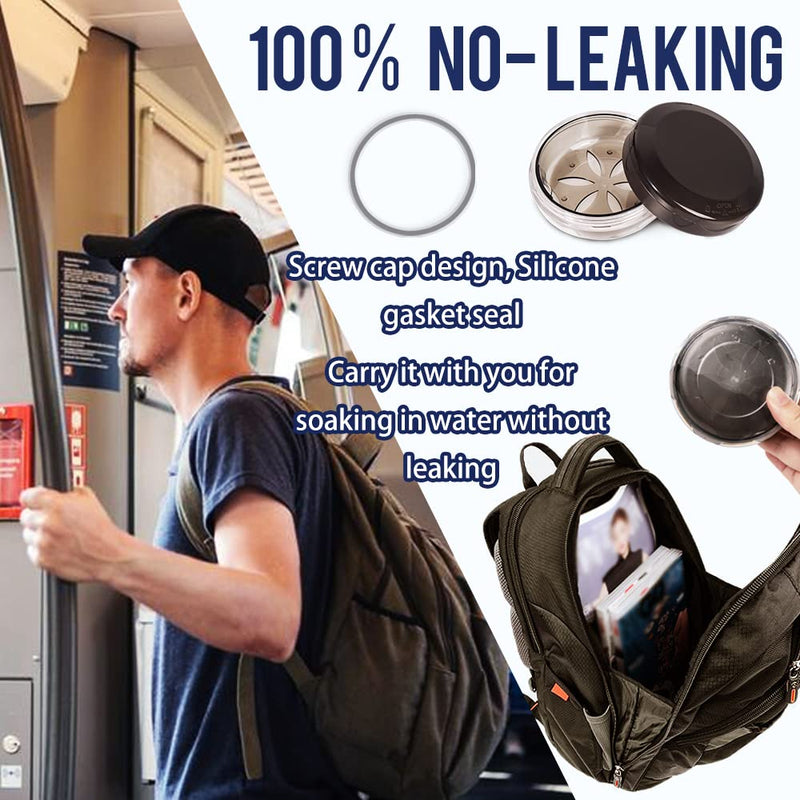 [Australia] - Denture Cup Retainer Case, Definitely No-Leak, Denture Bath Case, Denture Case, Retainer Cleaning Box for Traveling, Denture Cup with Strainer & Mirror (Grey) Grey 