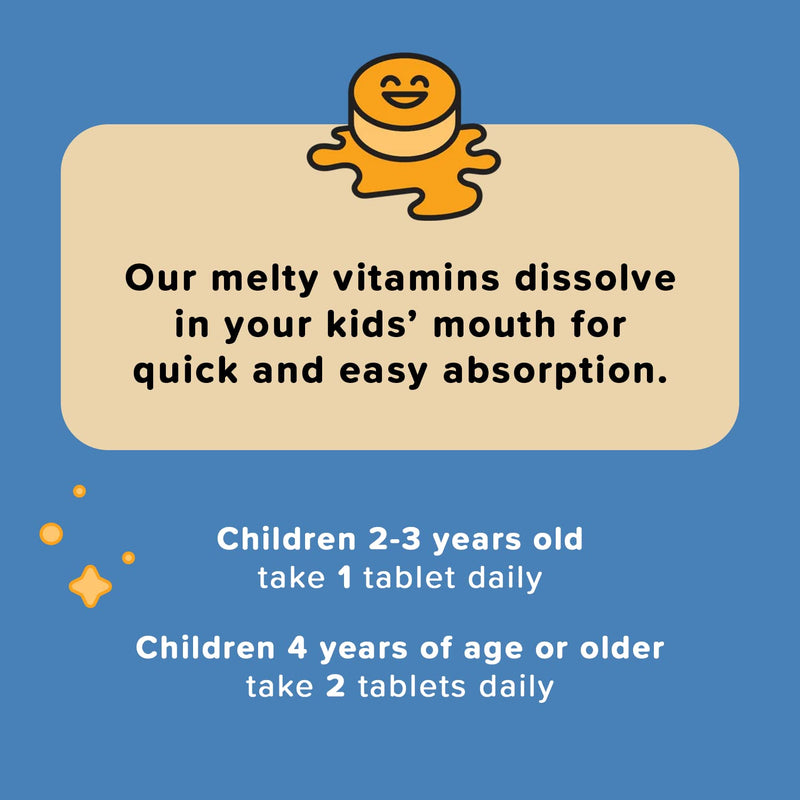 [Australia] - Renzo's Hercules Calcium Supplement with Vitamin D3 & K2 - Dissolvable - for Ages 2+ - Kids Vitamins - 60 Grape-Flavored Melty Tabs 