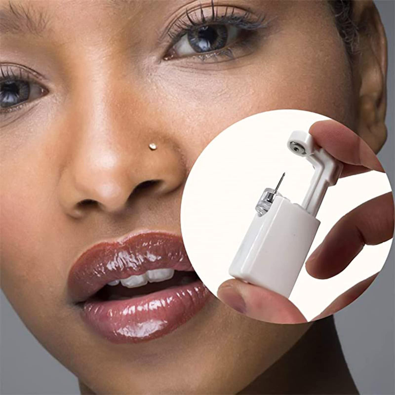 [Australia] - Nose Piercing Gun - 2 Pack Self Nose Piercing Kit Unit Disposable Nose Piercing Gun with Nose Stud Piercing Kit Tool for Cartilage Tragus Helix Piercing Gun Piercing Jewelry (Silver) Silver 