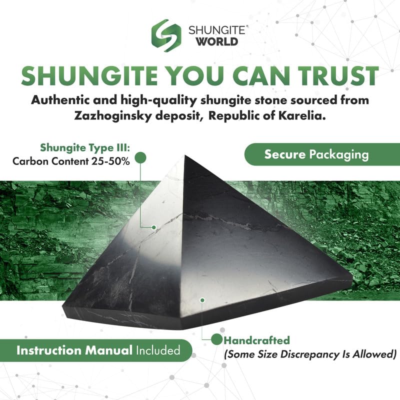 [Australia] - 5 Pcs Authentic Shungite Pyramids Polished, 50 mm / 1.96" Real Shungite Stones Shungite Crystal Pyramid Home Protection Room Decor Office Decor Authentic Crystals Black Pyramid 50 mm / 1.96" 