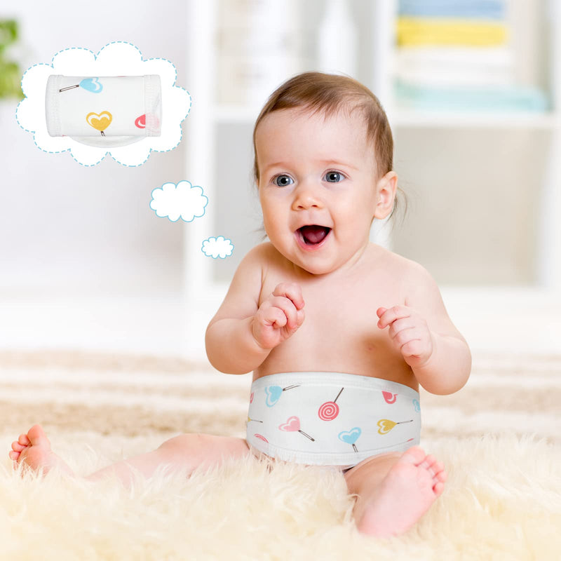 [Australia] - 8 Pcs Cartoon Cotton Baby Infant Umbilical Cord Belly Bands Baby Belly Protector Baby Belly Button Band Baby Bellies Umbilical Hernia Belt Soft Newborn Navel Belt for 0-12 Months Babies, 4 Styles 