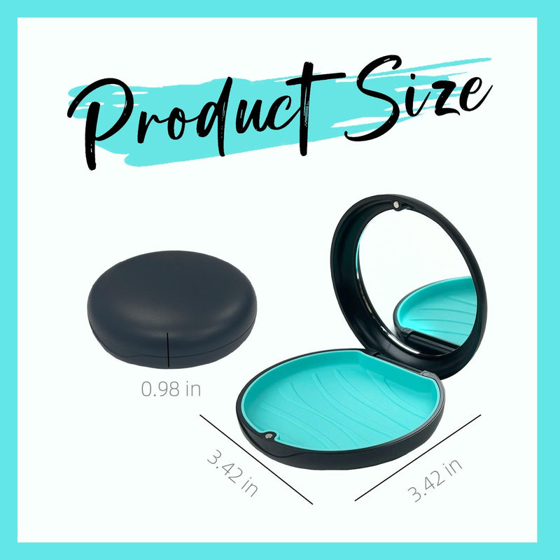 [Australia] - 2 Pack Aligner Case with Mirror,Convenient Retainer Case for Invisalign Aligners, Night Guards, and Mouth Guards (1PC Black Cyan+1PC Black Purple) 1PC Black Cyan+1PC Black Purple 