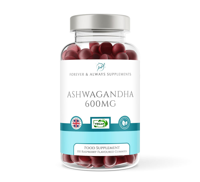 Ashwagandha High Strength Gummies (150) 1200mg per serv - Raspberry Flavoured Gummies for Adults - Sleep, Mind, Calm, Focus & Melatonin Support Supplements
