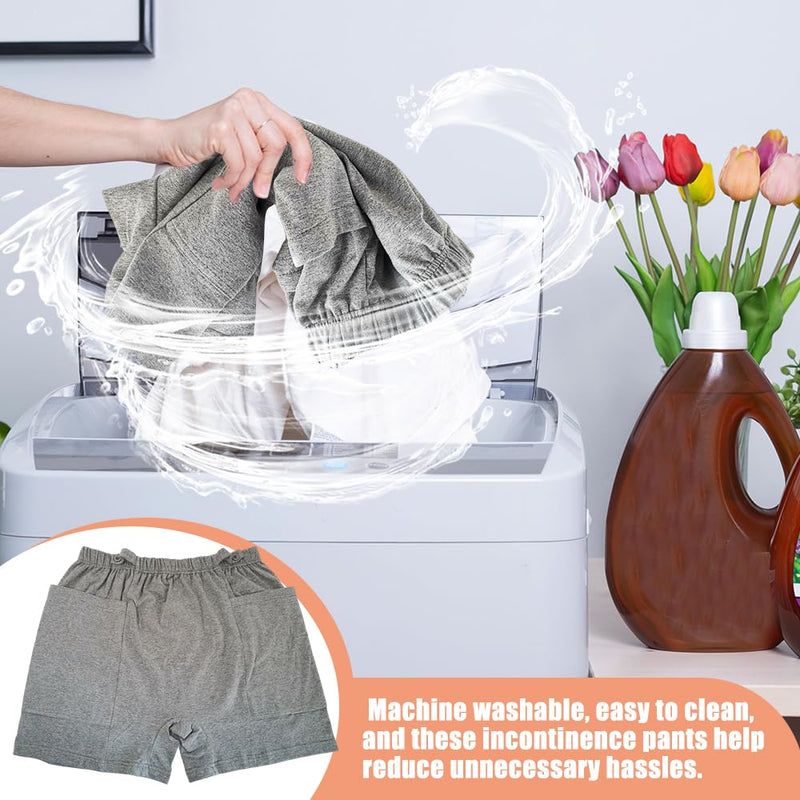 [Australia] - 2 PCS Postoperative Care Ostomy Stoma Shorts for Nephrostomy Bag and Catheter Leg Bag, Comfortable, Machine Washable Large 