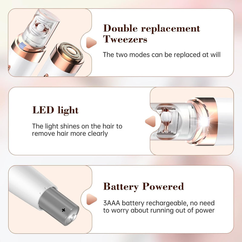 [Australia] - Epilator,2 in 1Epilator for Women Rechargeable,Womens Electric Shaver with LED Light,Hair Removal,Hair Removal for Women Legs/Face/Bikini/Arms,Smooth Epilator Trimmer Travel Kit Set,Simple to use White 