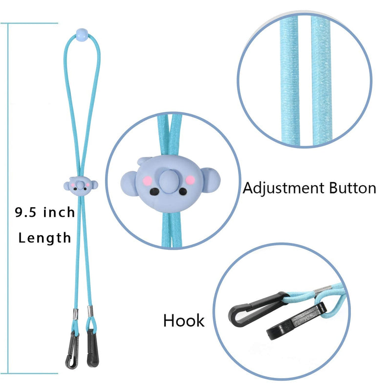 [Australia] - Adjustable Mask Holder with Clips, Safety & Comfortable Mask Lanyards Necklace, Elastic Strap Lanyard String Hooks 5 Pcs-animal 
