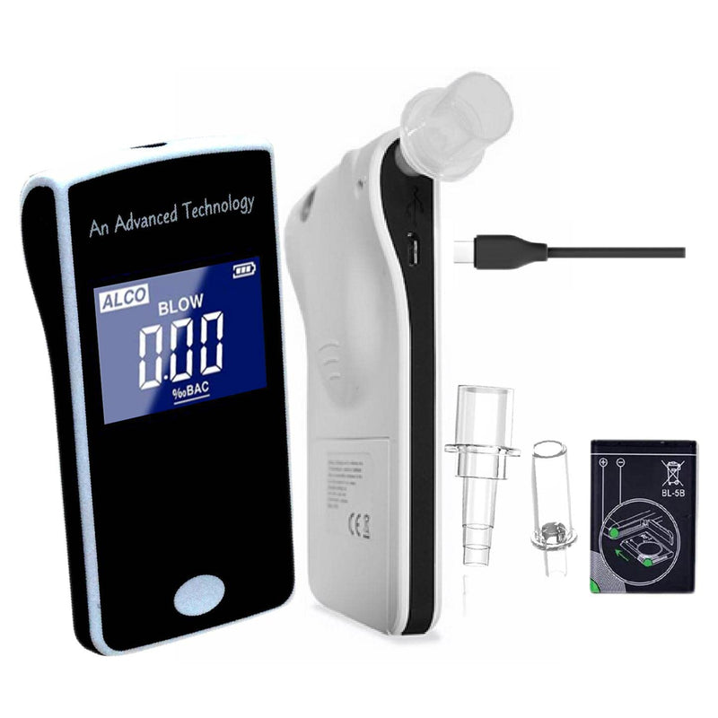 [Australia] - iBACheck breathalyzer with 2.2 inch display. Alcohol test breathalyzer with battery. Real time clock with low standby power. Fit 2 Different Mouthpieces & 10 Reminders White 303LC 