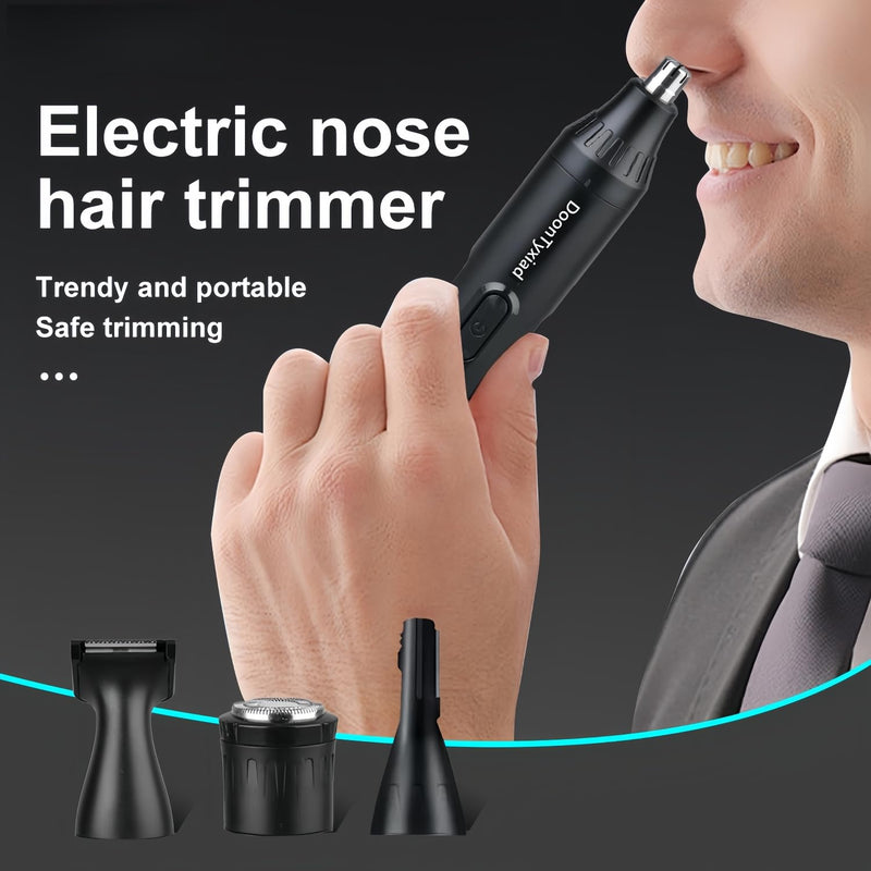 [Australia] - Rechargeable Ear and Nose Hair Trimmer, 4-in-1 Professional Painless Eyebrow & Facial Hair Trimmer for Men Women, Powerful Motor and Dual-Edge Blades for Smoother Cutting Black(Black 4-in-1) Black 4-in-1 