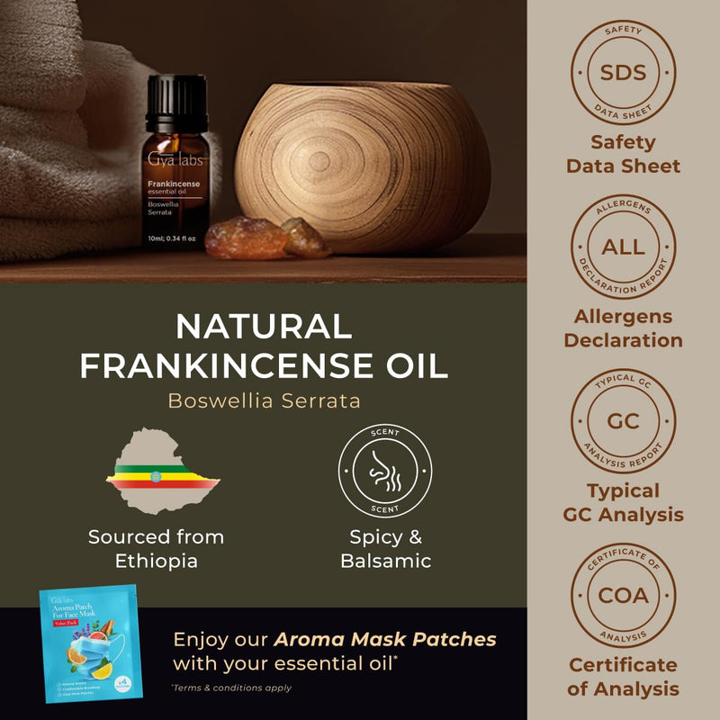 [Australia] - Gya Labs Frankincense Essential Oil for Skin - 100% Pure Natural Frankincense Oil for Face, Hair, Spreading, DIY - Woody, Earthy Fragrance (10ml) 10ml (Pack of 1) 