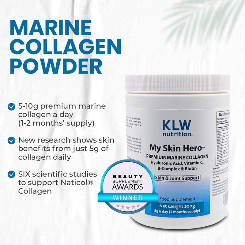 Premium Marine Collagen Powder - with Vitamin C, B-Complex, Biotin, Hyaluronic Acid - No fillers, sweeteners or additives - Healthy Skin & Joints - New Improved Formulation - 1-2 Months Supply