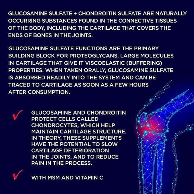 Glucosamine & Chondroitin High Strength Complex - with MSM & Vitamin C - 90 Anti inflammatory Tablets - Joint & Bone Care Support - Pain Relief Tablets