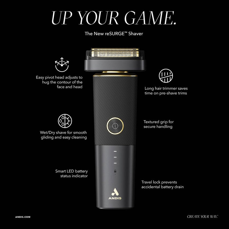[Australia] - Andis 17300 reSURGE Electric Lithium Titanium Precision Foil Wet/Dry Rechargeable Shaver, Black 