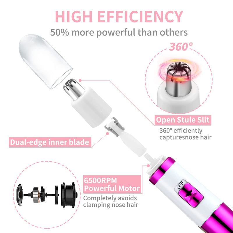 [Australia] - Nose Hair Trimmer Women, Women's Painless Ear and Nose Hair Trimmer for Women, Eyebrow Face Ear Hair Trimmer Nose Hair Trimmer Professional Waterproof, Rose Purple 