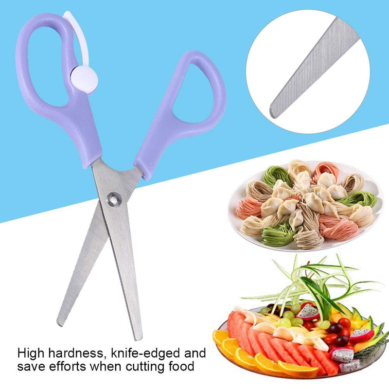 Food Shears Stainless Steel Baby Scissors Food Scissor with Plastic Cover for Toddlers, Preschool Training Kids Scissors(Purple) Purple