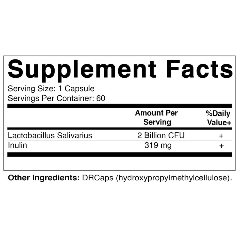 [Australia] - Vitamatic Lactobacillus Salivarius 2 Billion per DR Capsule - 60 Count - Digestive Support - Made with Prebiotic Inulin Fiber (1 Bottle) 1 Bottle 