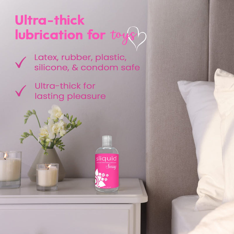 [Australia] - Sliquid Sassy Water-Based Lube - Thick, Long-Lasting Gel, Natural Lube for Women/Men/Couples, Unscented, 8.5 Fl Oz 8.5 Fl Oz (Pack of 1) 