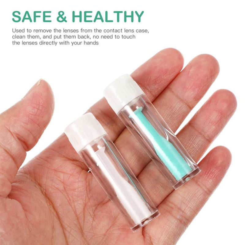 [Australia] - TAIHE Contact Lens Insertion Aid, Contact Lens Sucker Soft Lenses, Silicone Contact Lens Insertion Aid, Pack of 4 Contact Lens Remover with Bottle for Soft Hard Lenses, Green 