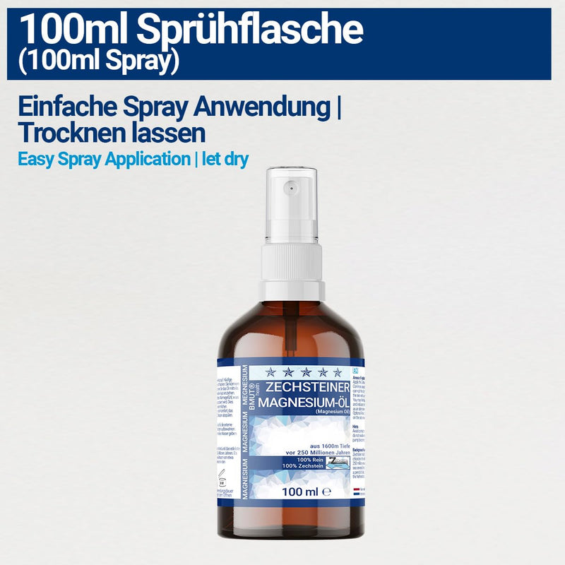 2 x 100 ml Magnesium Oil Spray Bottle - Spray - Highest Quality (31%) | 100% Zechstein | Skin Massage Sports & Muscle | Relaxation