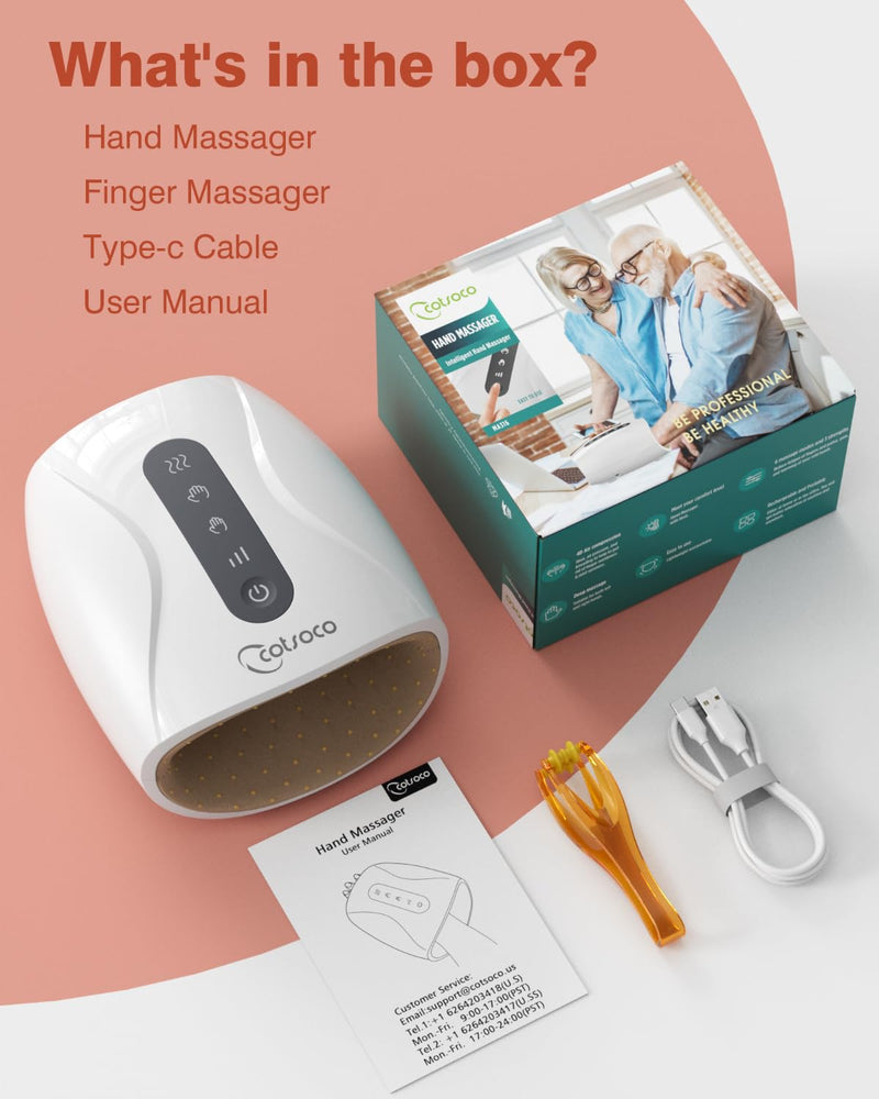[Australia] - Hand Massager, Cordless Electric Hand Massager for Arthritis and Carpal Tunnel, 6 Levels Therapy Massager with Heat and Compression, Hand and Wrist Massager Machine for Pain Relief White 