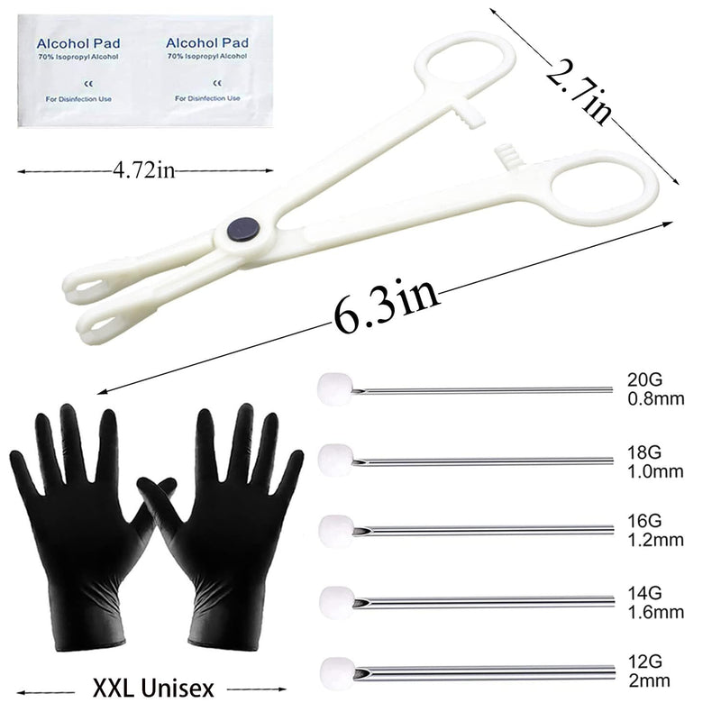 [Australia] - Piercing Kit 35PCS Professional Piercing Kit Includeds 25PCS Mixed 12G 14G 16G 18G 20G Ear Nose Piercing Needles 2PCS Piercing Clamps 6Pcs Clean Tools 2 Gloves for Ear Nose Piercing Kit 