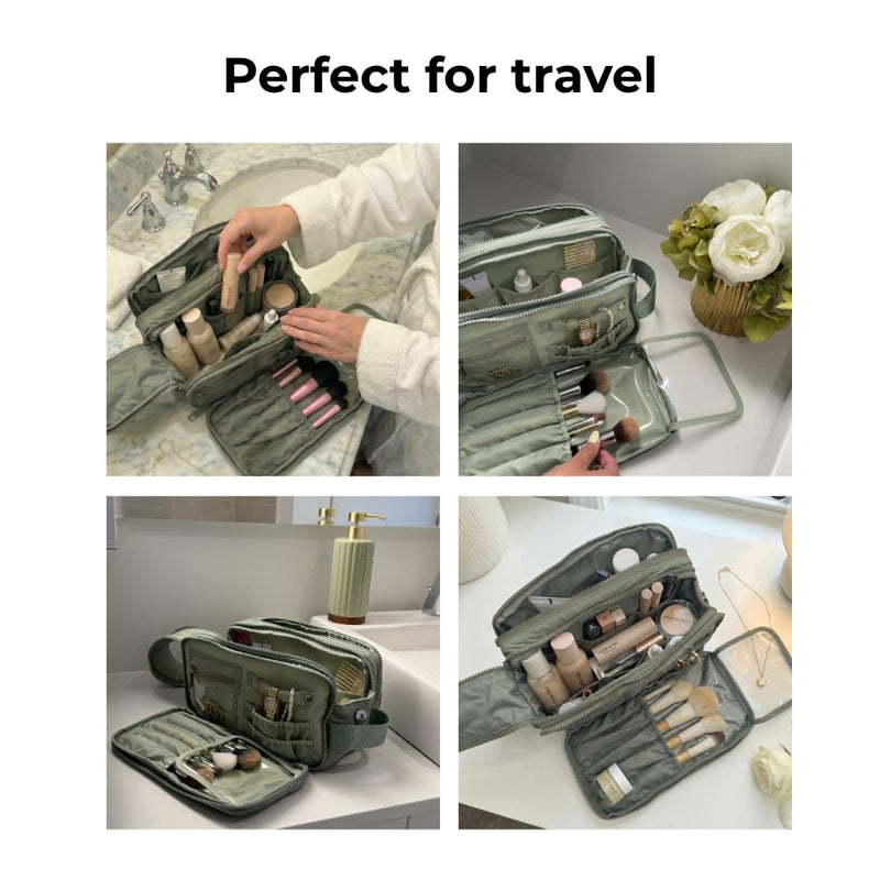 Travel Makeup Bag and Jewelry Organizer- Sage Green