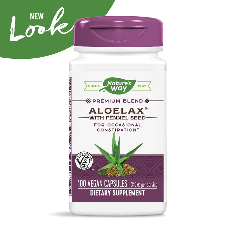 [Australia] - Nature's Way Aloelax, Premium Blend, with Fennel Seed, Occasional Constipation*, 340 mg, Vegan, 100 Capsules 